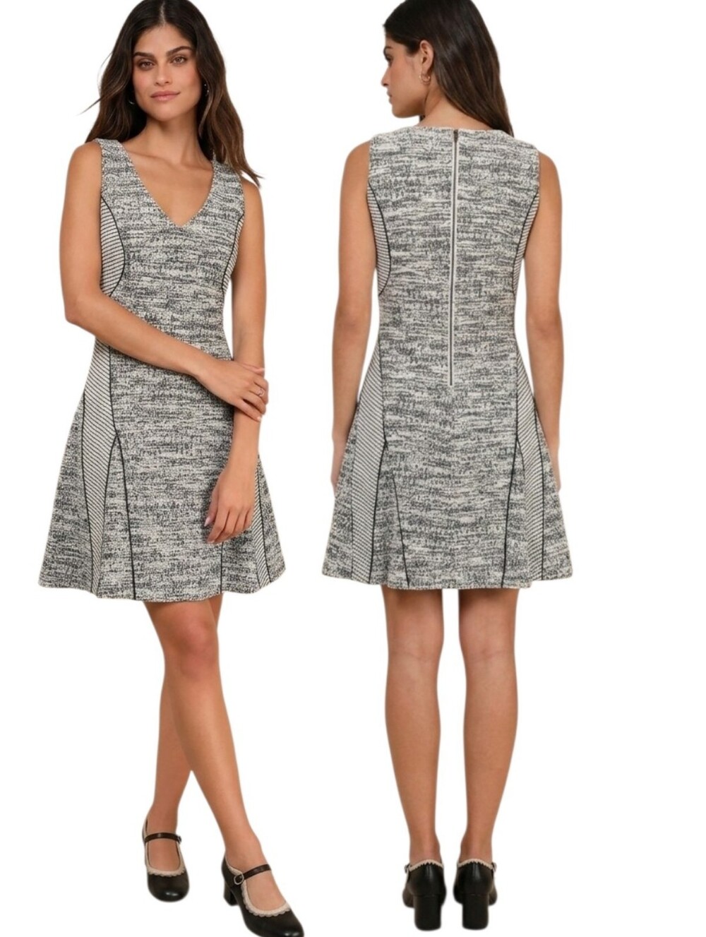 SACHIN & BABI Tweed Stretch Knit A-line Mini Dress - Size 4